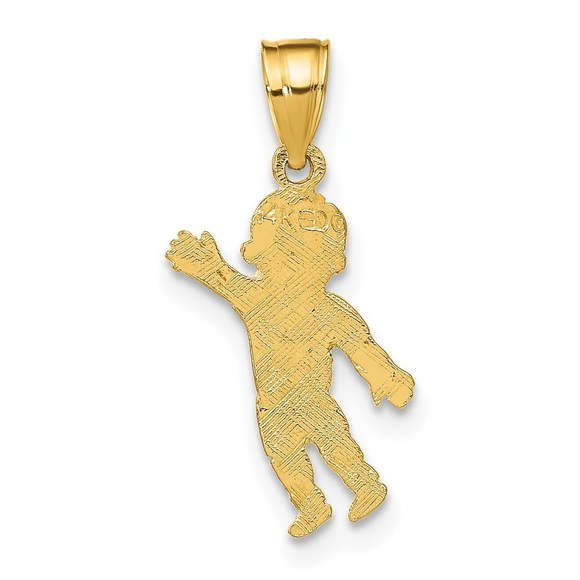 Million Charms 14k Yellow Gold Boy Waving with Heart on Pocket Charm